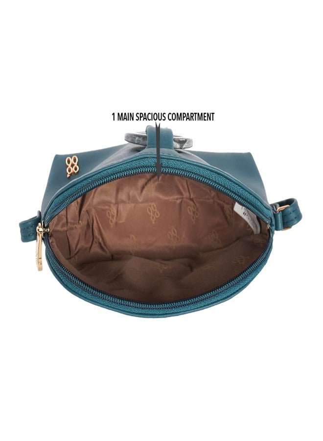 Baggit Women's Lpxe Troll Bowling Bag (Blue) | Stylish Vegan Leather Shoulder Handbag for Women | Trendy Spacious Purse for Daily Use, Travel, Office & College | Elegant Tote-Style Bowling Bag - Image 5